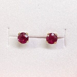 14k gold natural ruby stud earrings 4mm